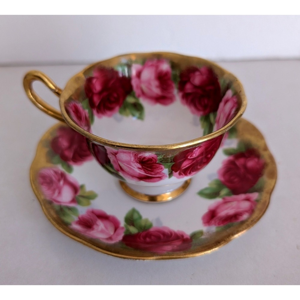 Vintage Royal Albert Old English Rose Tea Cup and Saucer Set Pink Gold Floral